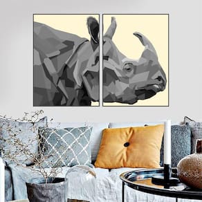 Quadro Canvas Decorativo para Sala Rinoceronte Geométrico 60x40