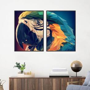 Quadro Canvas Decorativo para Sala 2 Telas Arara Geométrica 42x30