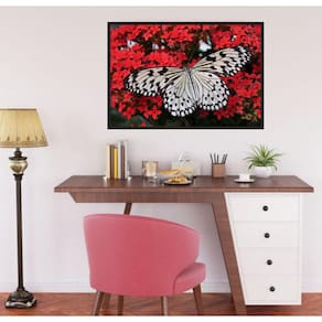 Quadro Canvas Decorativo para Sala Borboletas e Flores 30x42