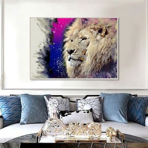 Quadro Canvas Decorativo para Sala Lion In Color 30x42