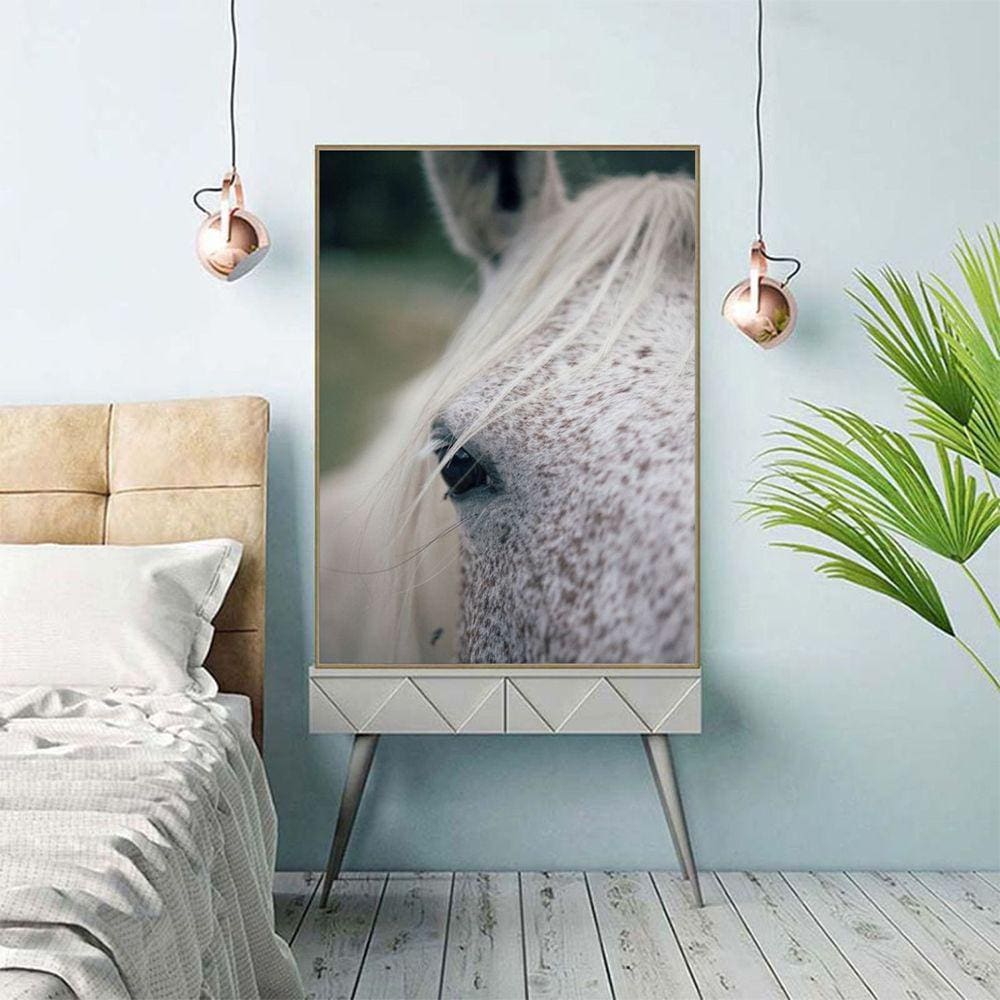 Quadro Canvas Decorativo para Sala Cavalo Branco 42x30