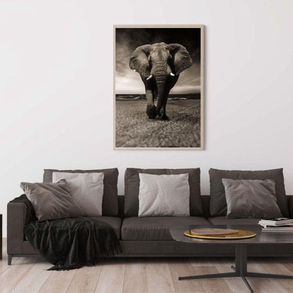 Quadro Canvas Decorativo para Sala Elefante Savana 1,20x90