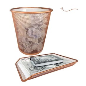 Kit Escritório Lixeira Aramada Bandeja Organizadora Papel