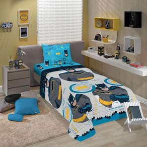 Edredom Dupla Face Microfibra Solteiro Estampado Batman