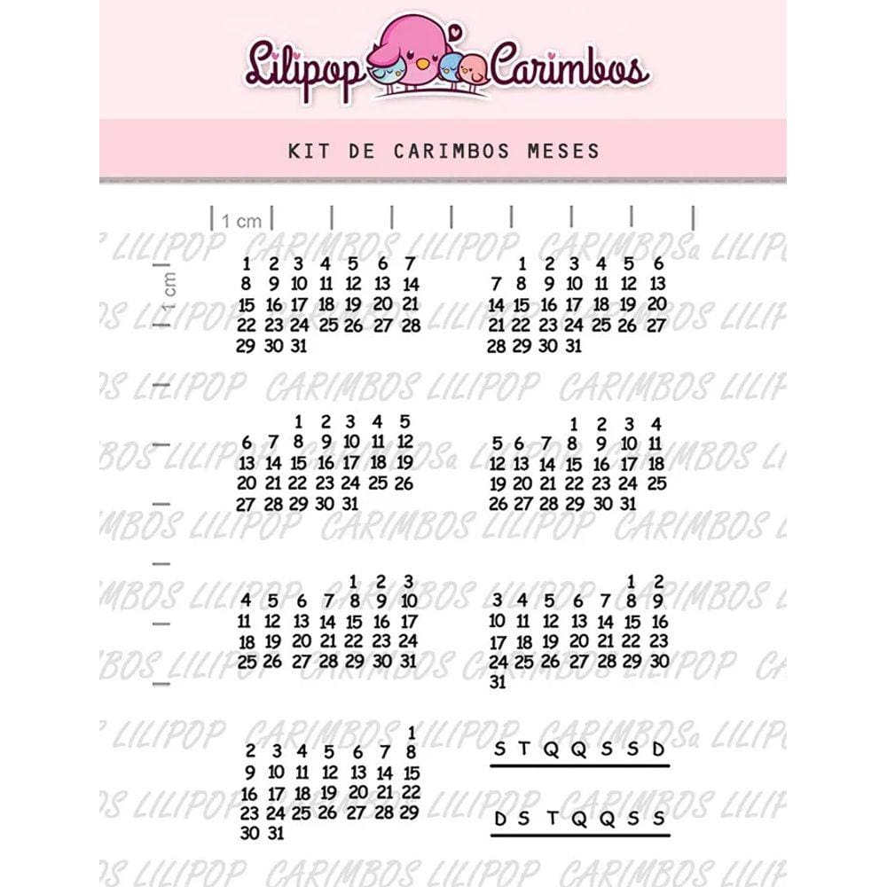 Cartela de Carimbos Transparente Meses - Lilipop