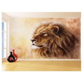 Papel De Parede 3D Animais Leão Rosto Rei Olhar 3,5M Anm441