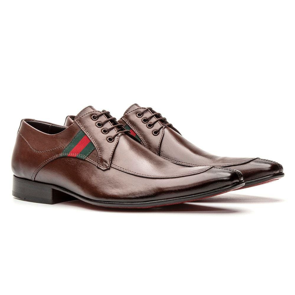 Sapato Social Derby Couro Cromo Marrom