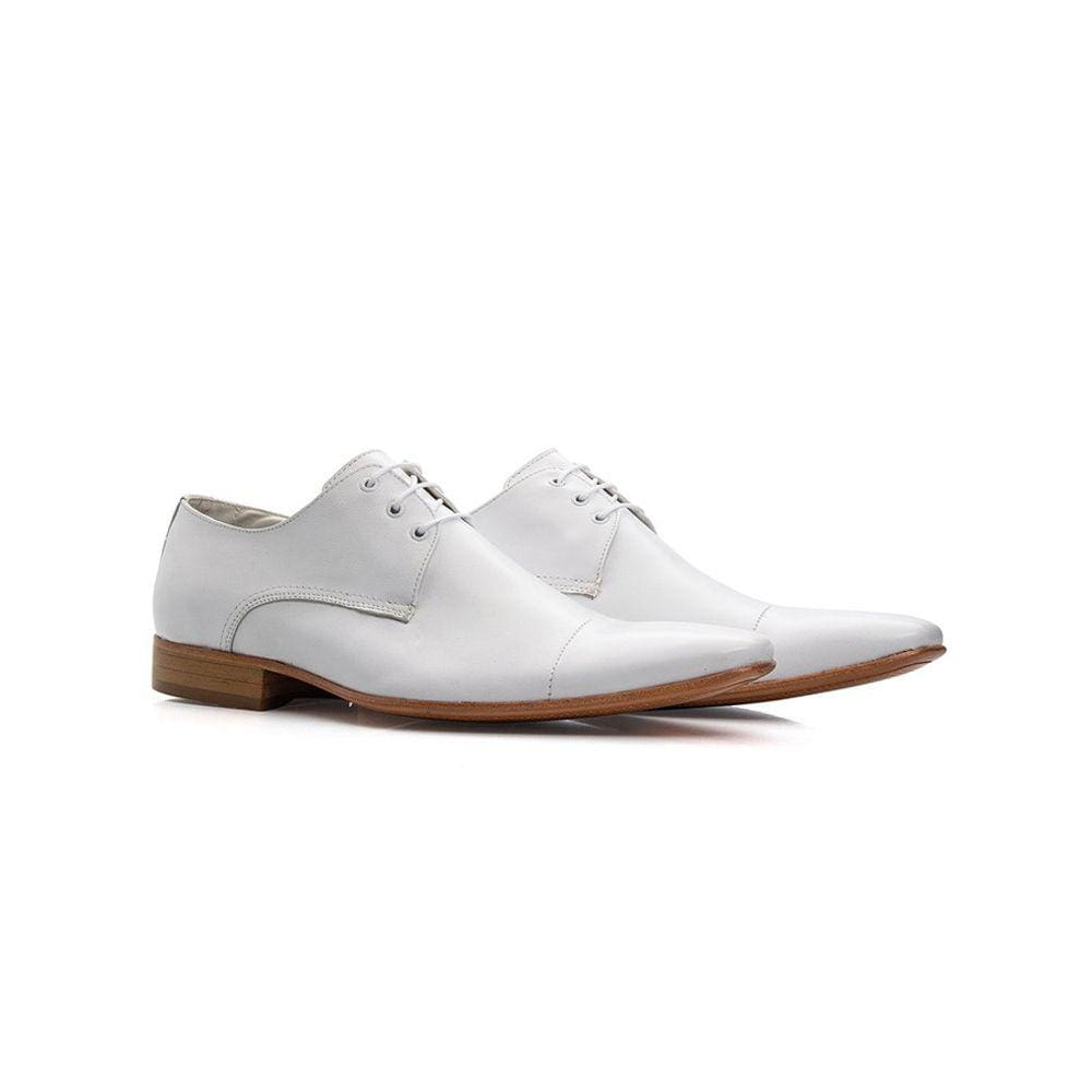 Sapato Social Masculino Sola de Couro Couro Cromo Branco 307