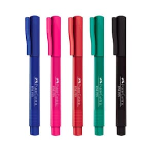 Caneta Fine Pen 0.4mm Faber-Castell Ponta Fina Kit c/ 5 Cores