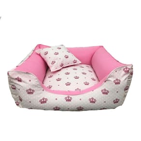 Cama Pet + Almofada P Cachorro Médio - Coroa Rosa/Pink