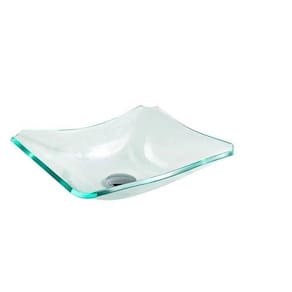 Cuba De Vidro Retangular Chanfrada 39Cm Jateada