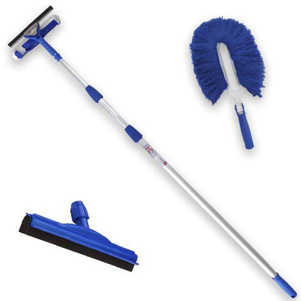 Extensor Telescópico 3,10Mts Rodo 45Cm E Espanador Bralimpia