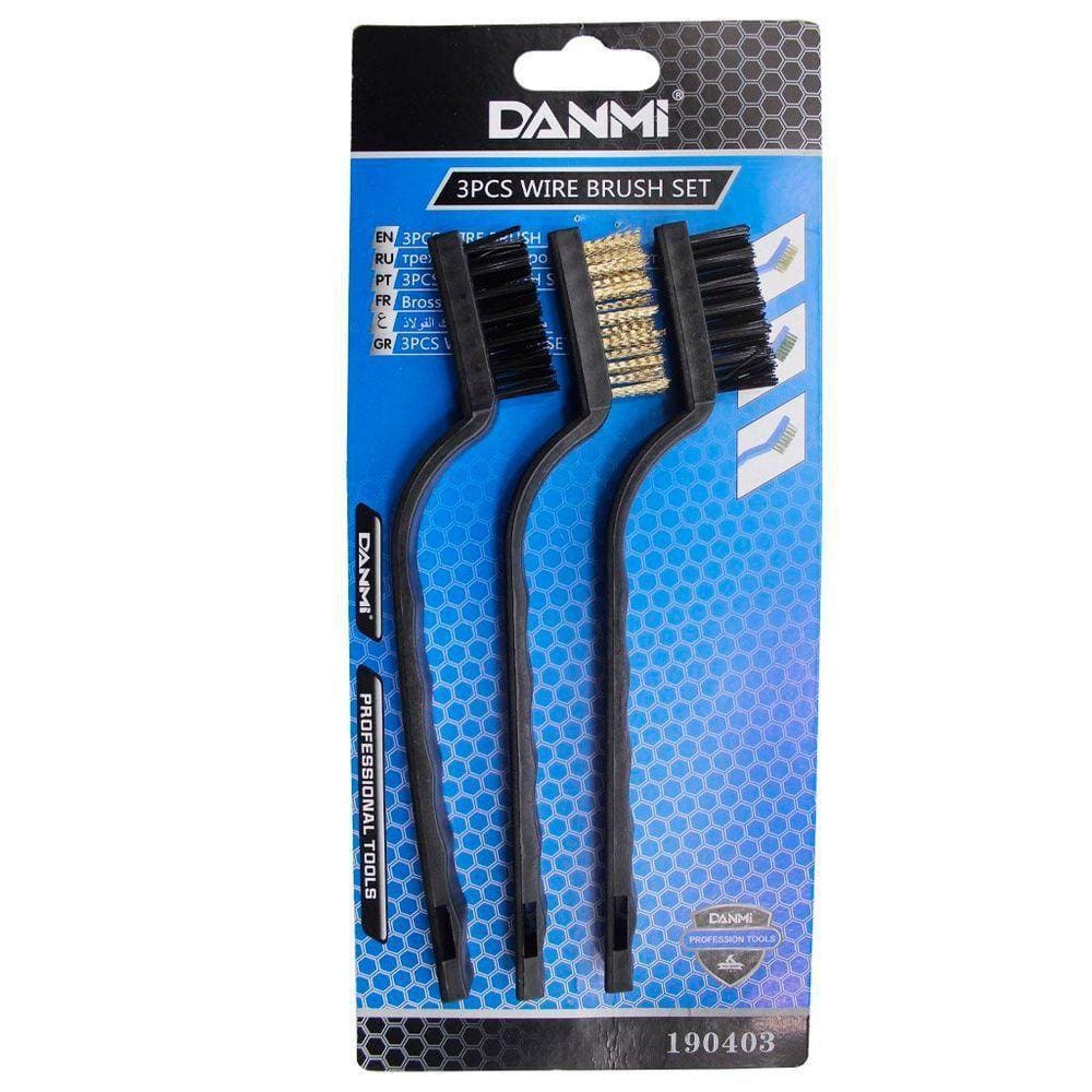 Kit 3 Escovas Aço Inox, Nylon Para Limpeza De Peças Danmi®