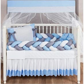 Kit Berço Azul Claro Segurança Beleza Para O Berço 11 Peças