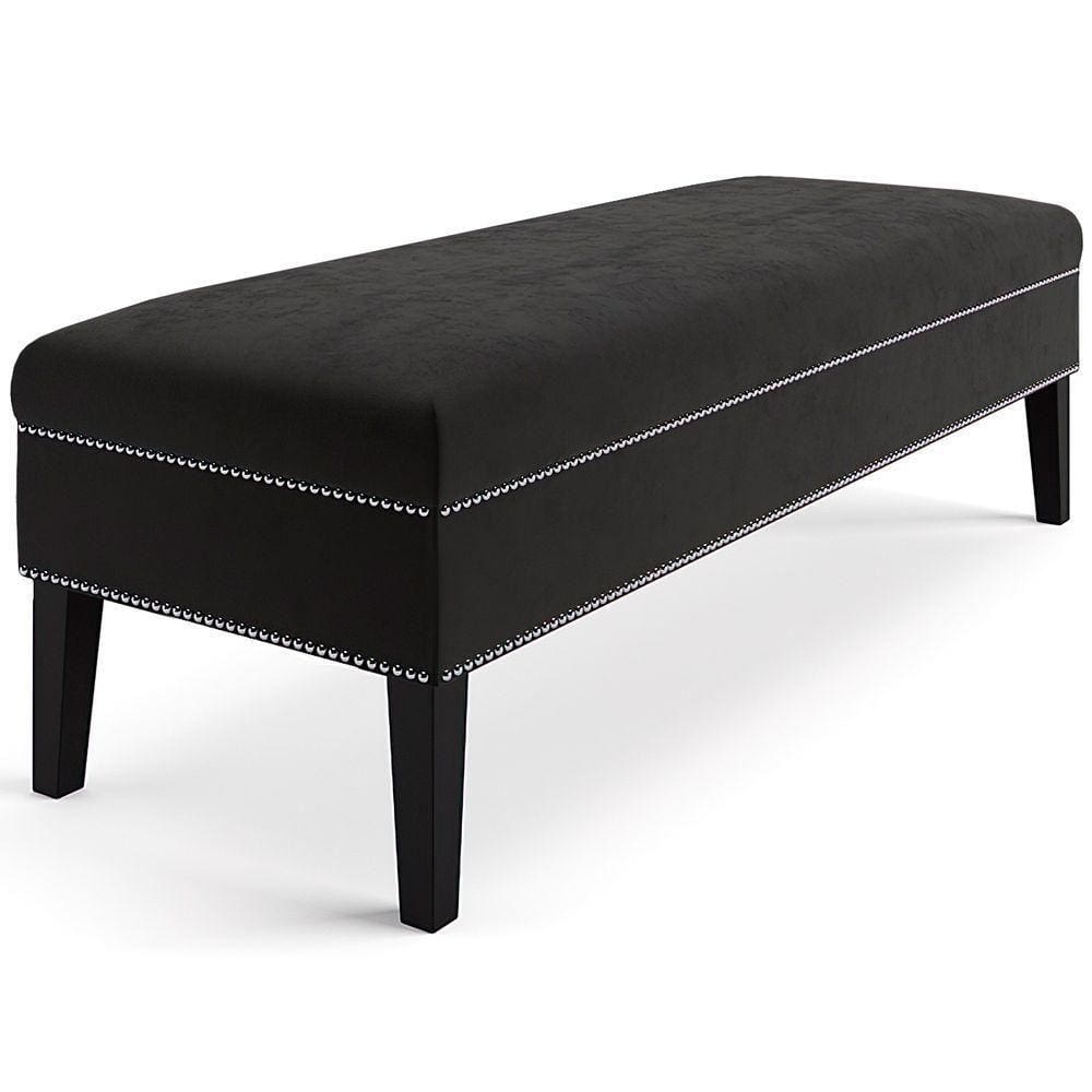 Banco Sofia 1,40M Com Tachas Suede Preto - Inova Decor