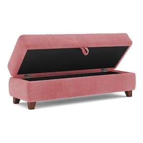 Recamier Calçadeira Bali 1,40M Suede Rose - Inova Decorações
