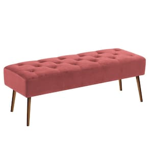 Banco Estofado Rubi 1,40M Suede Rose - Inova Decor