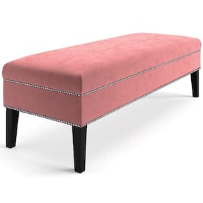 Banco Sofia 1,20M Com Tachas Suede Rose - Inova Decor