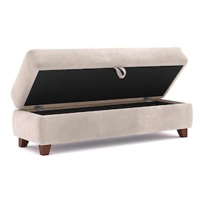 Recamier Calçadeira Bali 1,40M Suede Bege- Inova Decorações
