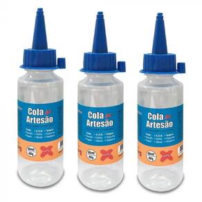 03 Cola De Silicone Líquida Artesanato Eva Isopor Couro Papel Cetim 60ml