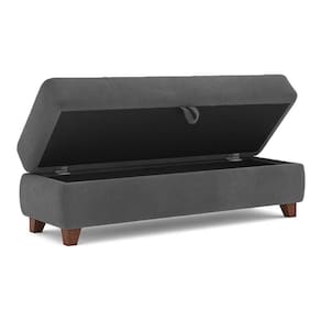 Recamier Calçadeira Bali 120Cm Suede Grafite - Inova Decorações