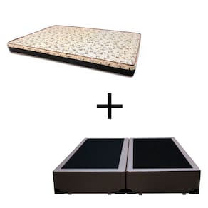 Cama Box Casal 138 Bipartido Tecido Sintético Marrom Com Colchão Praia Bello Box - D28 Amarelo 57x138x188