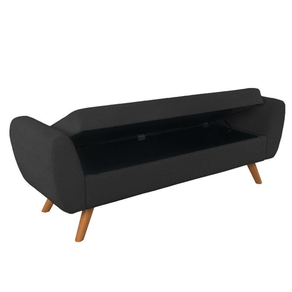 Recamier Bau Italia 1,20m Suede Preto - Inova Decor