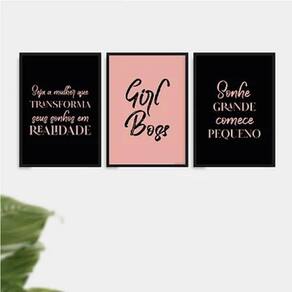 Kit 3 Quadros Transforme Sonhos Em Realidade 33X24Cm Preta
