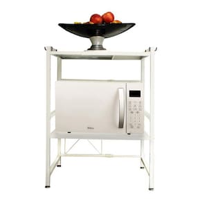 Rack Para Microondas Com 2 Prateleiras, Cor Branca - Whl-002