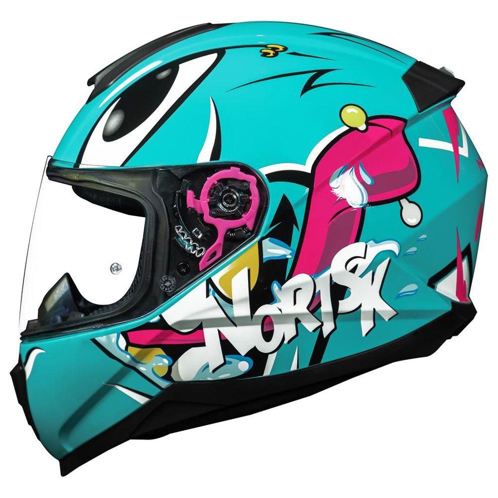 Capacete Feminino Norisk Razor Mad Azul Moto Fechado