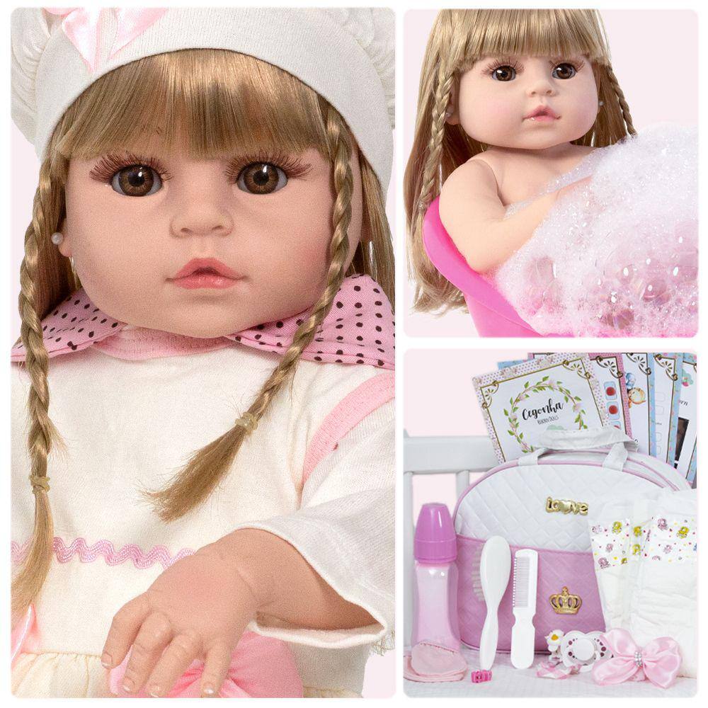 Boneca Reborn Bebe Menina 52cm Realista Silicone Enxoval - Carrefour