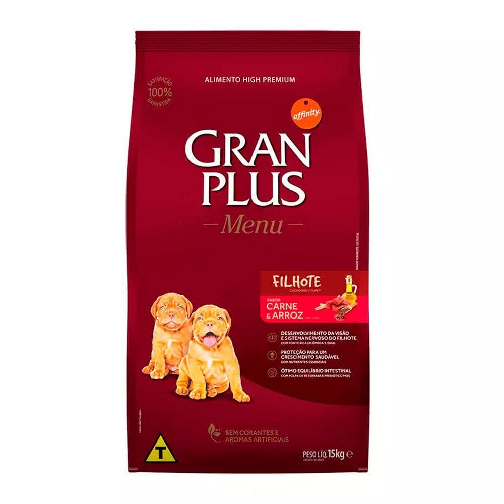 Ração Gran Plus Menu Cães Filhotes Carne e Arroz Carne e Arroz 15kg