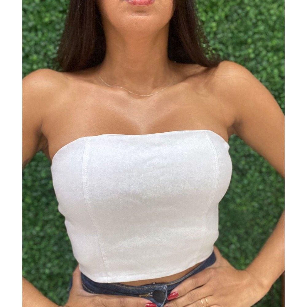 Cropped Slim Faixa Branco