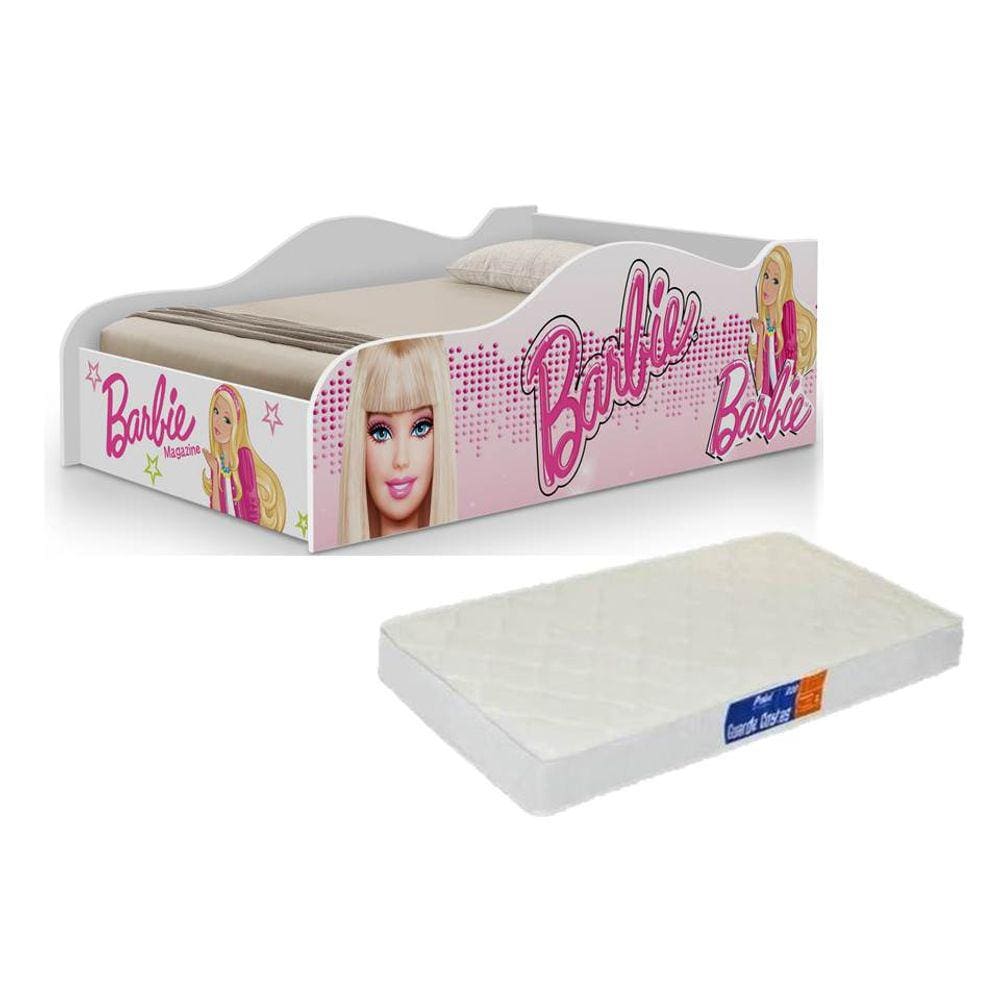 Mini Cama Preteção Lateral Barbie acompanha colchão