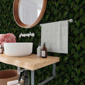Papel de Parede 9M Adesivo Jardim Folhas 3d Vinilico Verde Escuro Estilo selva Amazônica Artificial Auto Colante