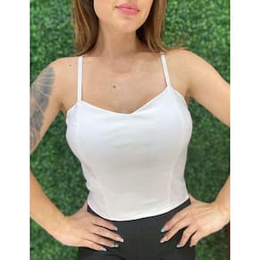 Cropped Slim Básico Alça com Regulagem Branco