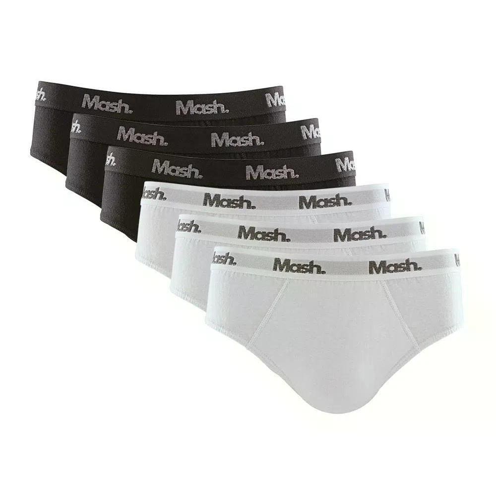 Kit 6 Cueca Mash Slip Algodão Elástico Básica Confortável