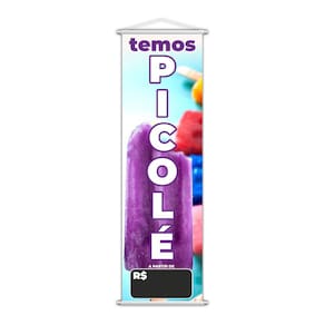 Banner Temos Picolé Colorido Preço Fundo Preto 100x30cm