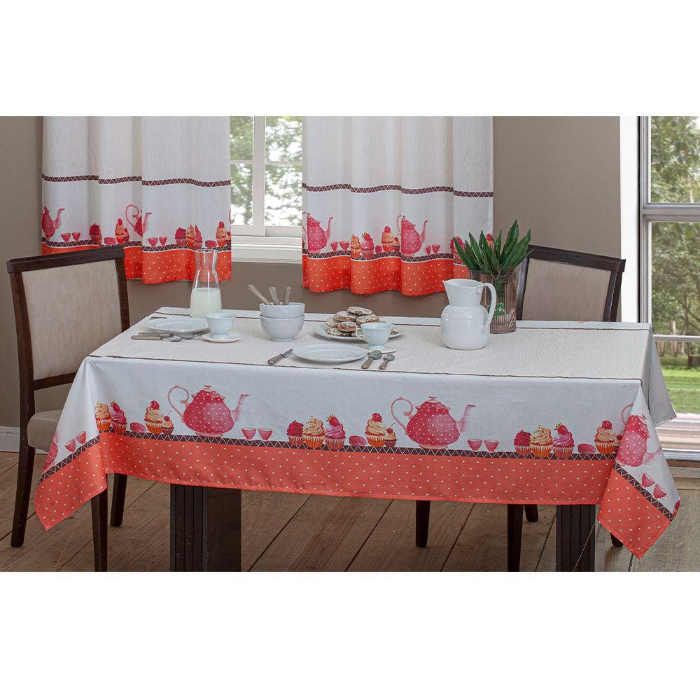 Toalha de Mesa Casa Alegre 220x145cm Doce Magia Realce Premium