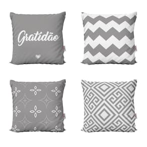 Almofadas Geometricas Cinza Gratidão Para Quarto 40X40