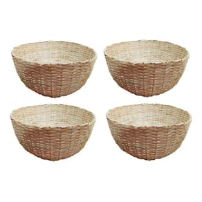 Kit 4 Balaio Bambu 25cm Cesto Palha Artesanal Decoração