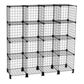 Estante Balcão Aramado 16 Nichos 40cm Profundidade Preto 4x4