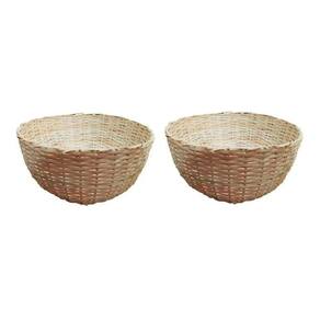 Kit 2 Balaio Bambu 40cm Cesto Palha Artesanal Decoração