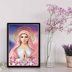 Quadro Nossa Senhora Da Rosa Mística 45X34Cm Com Vidro Preta