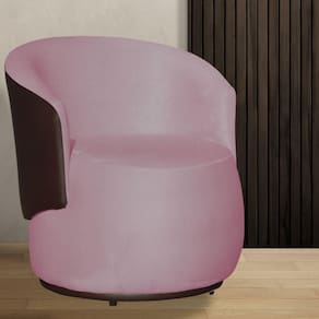 Poltrona Orgânica Beatriz Suede Rosa Com Composê Corino Marrom - Vallisa Decor