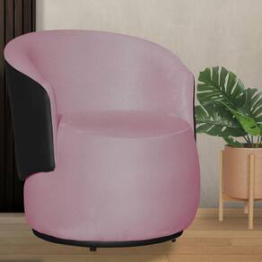 Orgânica Beatriz Com Composê Corino Preto Suede Rosa - Vallisa Decor