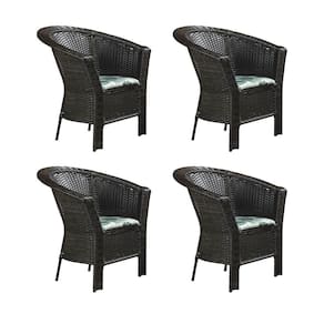 Kit 4 Poltronas para Jardim Base Aço Maresias em Junco - Café