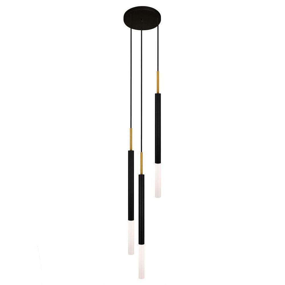 Luminária Teto Tubo Triplo Difusor Sala Quarto Preto Dourado