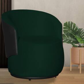 Poltrona Orgânica Beatriz Suede Verde Com Composê Corino Preto - Vallisa Decor