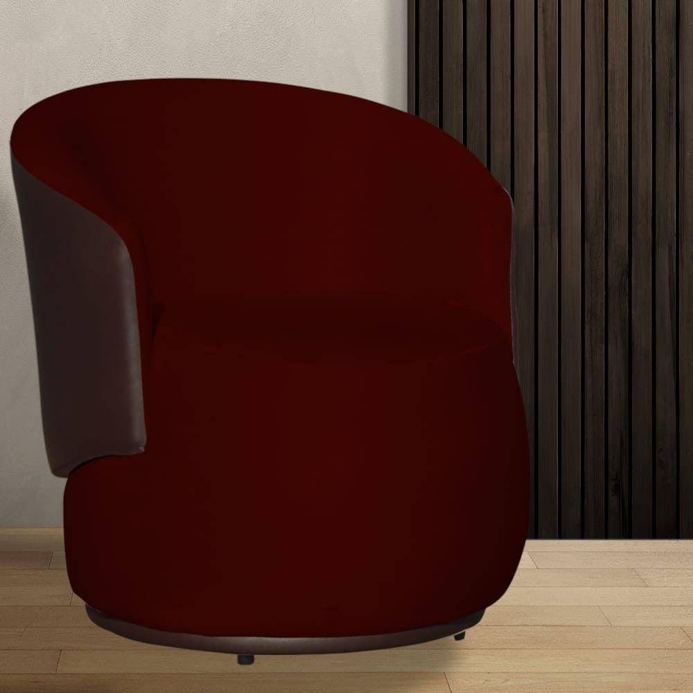 Poltrona Orgânica Beatriz Suede Bordo Com Composê Corino Marrom - Vallisa Decor